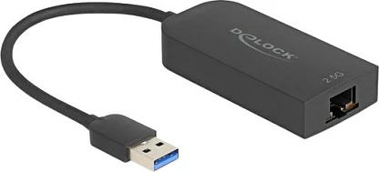 Adapter rrjeti DeLOCK 66045, USB Type-A në RJ45 2.5 Gigabit, 0.15 m, i zi
