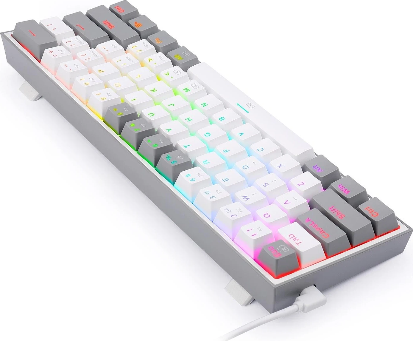 Tastierë Redragon K617 Fizz RGB, me ngjyra bardhë-gri