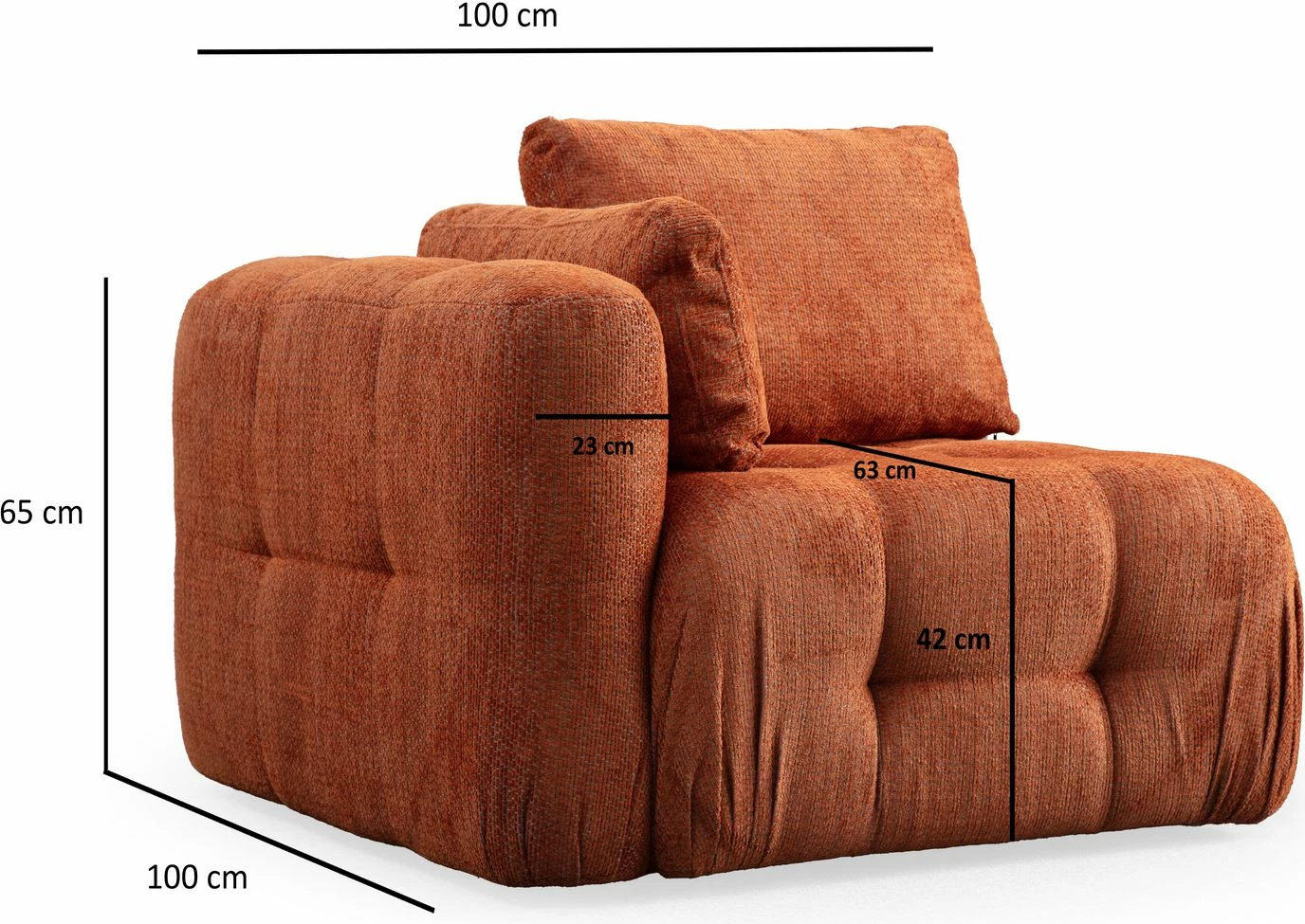 Divan treshe Amaris, portokalli, Atelier del Sofa