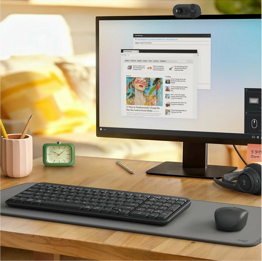 Set tastierë + maus Logitech MK250, pa kabllo (RF + Bluetooth LE), AZERTY FR, grafit