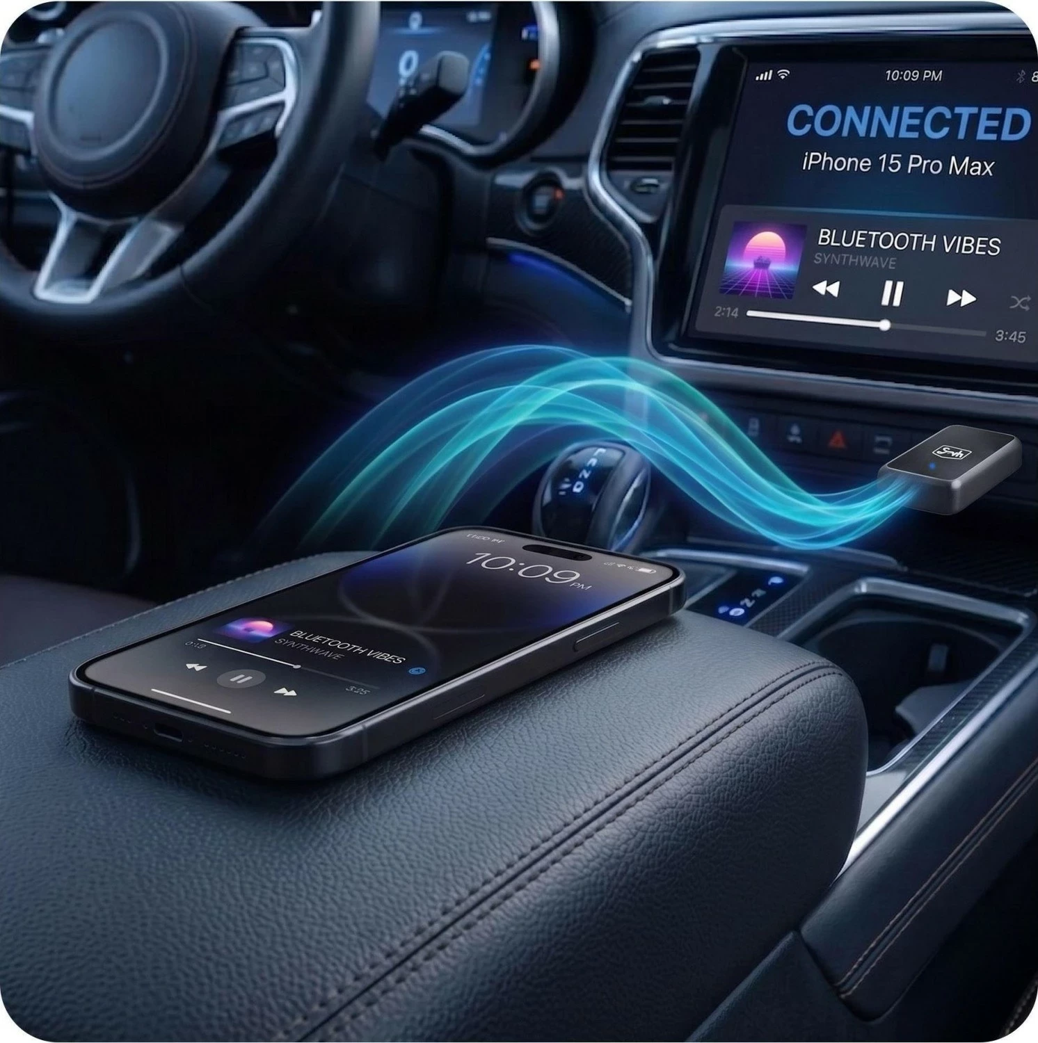 Adapter wireless 3MK DriveLink Duo, Apple CarPlay/Android Auto, Wi‑Fi 6, Bluetooth 5.4, USB‑A, gri