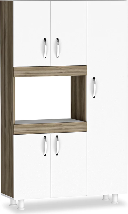 Dollap kuzhine Defne, ngjyrë bardhë-arrë, 89x37.5x160cm