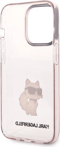 Mbështjellës KARL LAGERFELD KLHCP14XHNCHTCP për iPhone 14 Pro Max, IML NFT Choupette Logo, transparent pink