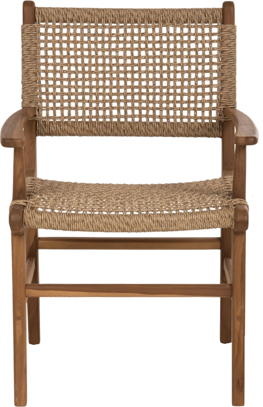 Karrige NESHA, dru TEAK, ngjyrë natyrale, VIRO litar, 57x57x86H cm