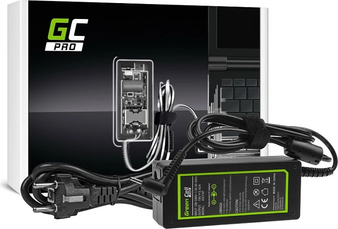 Adapter rryme (karikues) laptopi Green Cell PRO 65W 19V 3.42A për Acer Aspire S7-392/S7-393, Samsung NP530U4E/NP730U3E/NP740U3E, i zi