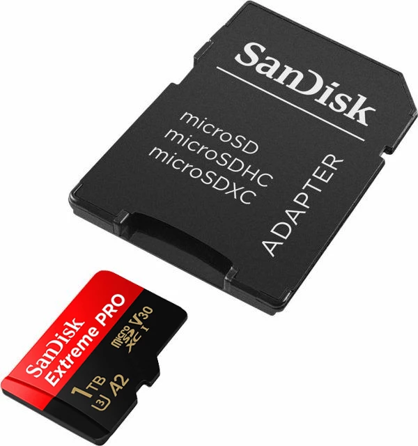 Kartelë memorje microSDXC SanDisk Extreme PRO SDSQXCD-1T00-GN6MA 1TB UHS-I A2 U3 V30 me adapter SD, kuqe/zezë