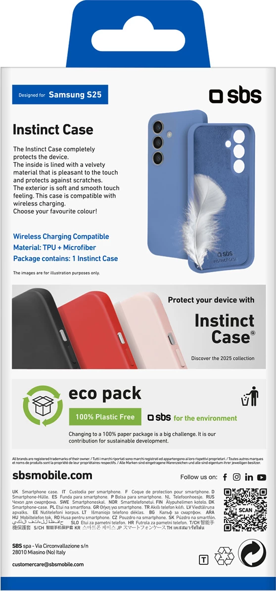 Mbështjellës SBS Instinct për Samsung Galaxy S25, TPU me mikrofibër, blu