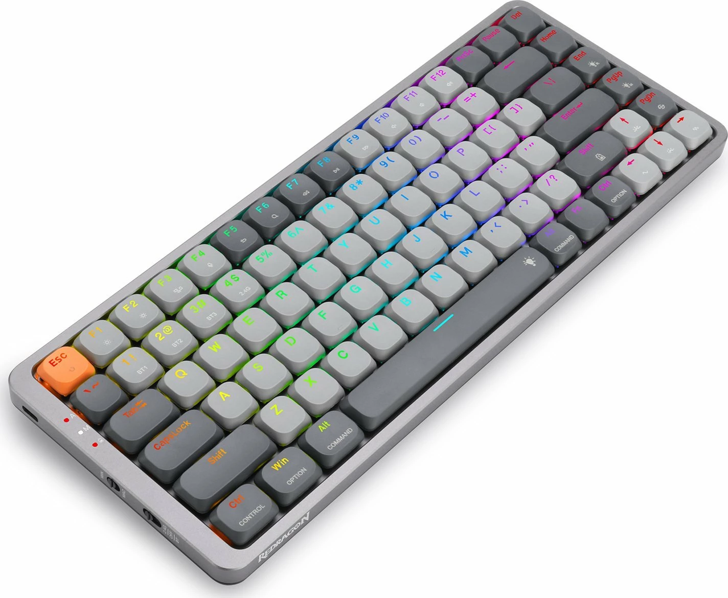 Tastierë gaming mekanike Redragon K652 Azure K652GG-RGB-PRO 75% RGB wireless/USB US layout, gri
