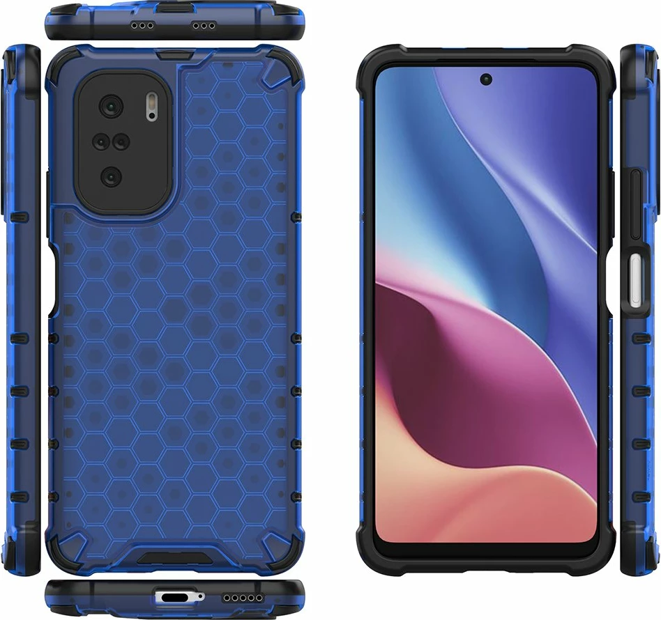 Mbështjellës telefoni Hurtel Honeycomb Case armor për Xiaomi Redmi K40 Pro+, K40 Pro, K40, Poco F3, kaltër