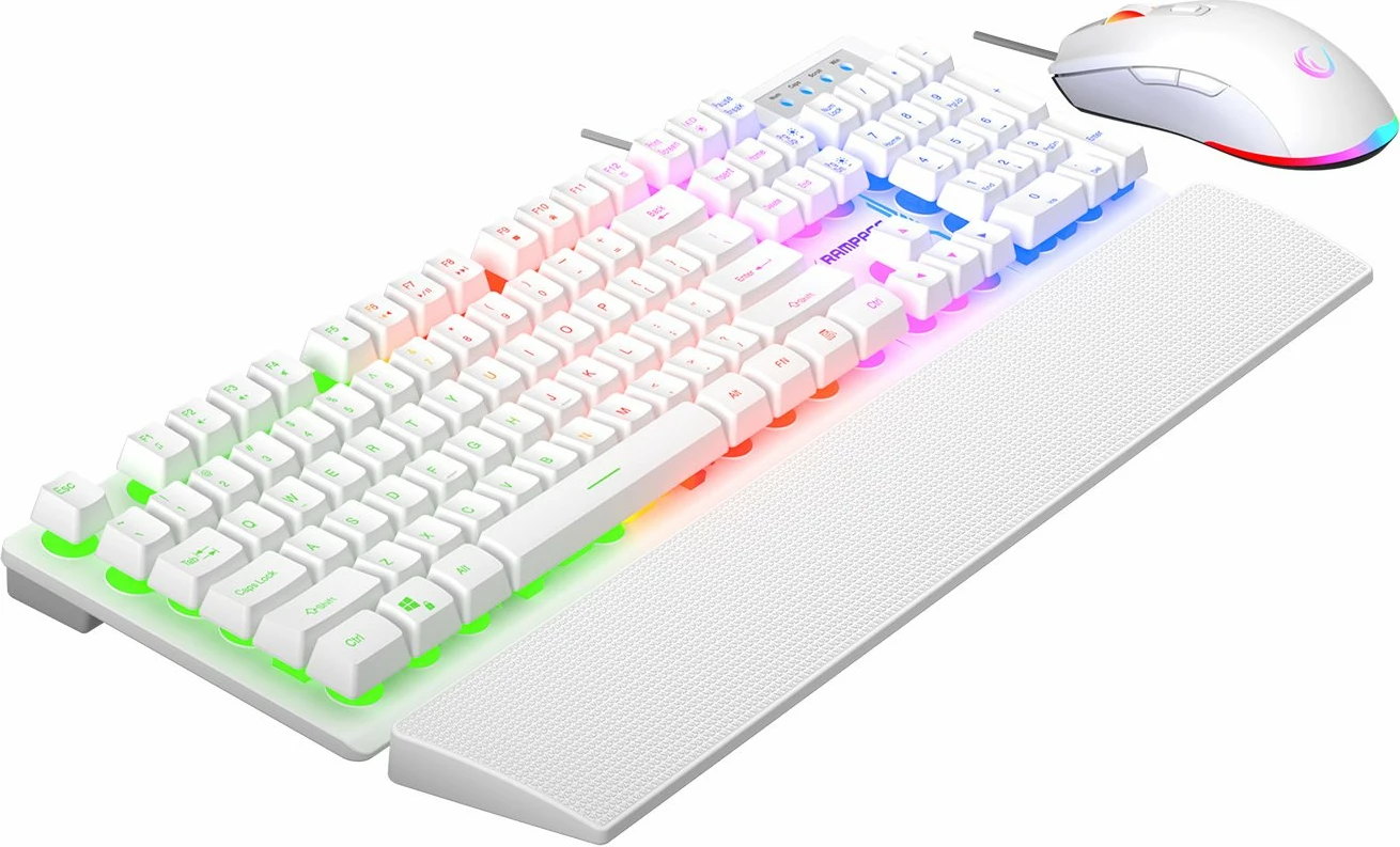 Set gaming tastierë + Maus + Mauspad Rampage Fortuna KM-RX7 V2, 12800 DPI, US layout, i bardhë