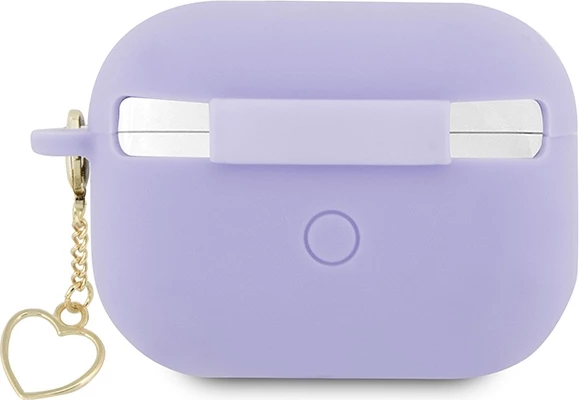 Mbështjellës Guess për AirPods Pro 2, Silicone Heart Charm, vjollcë