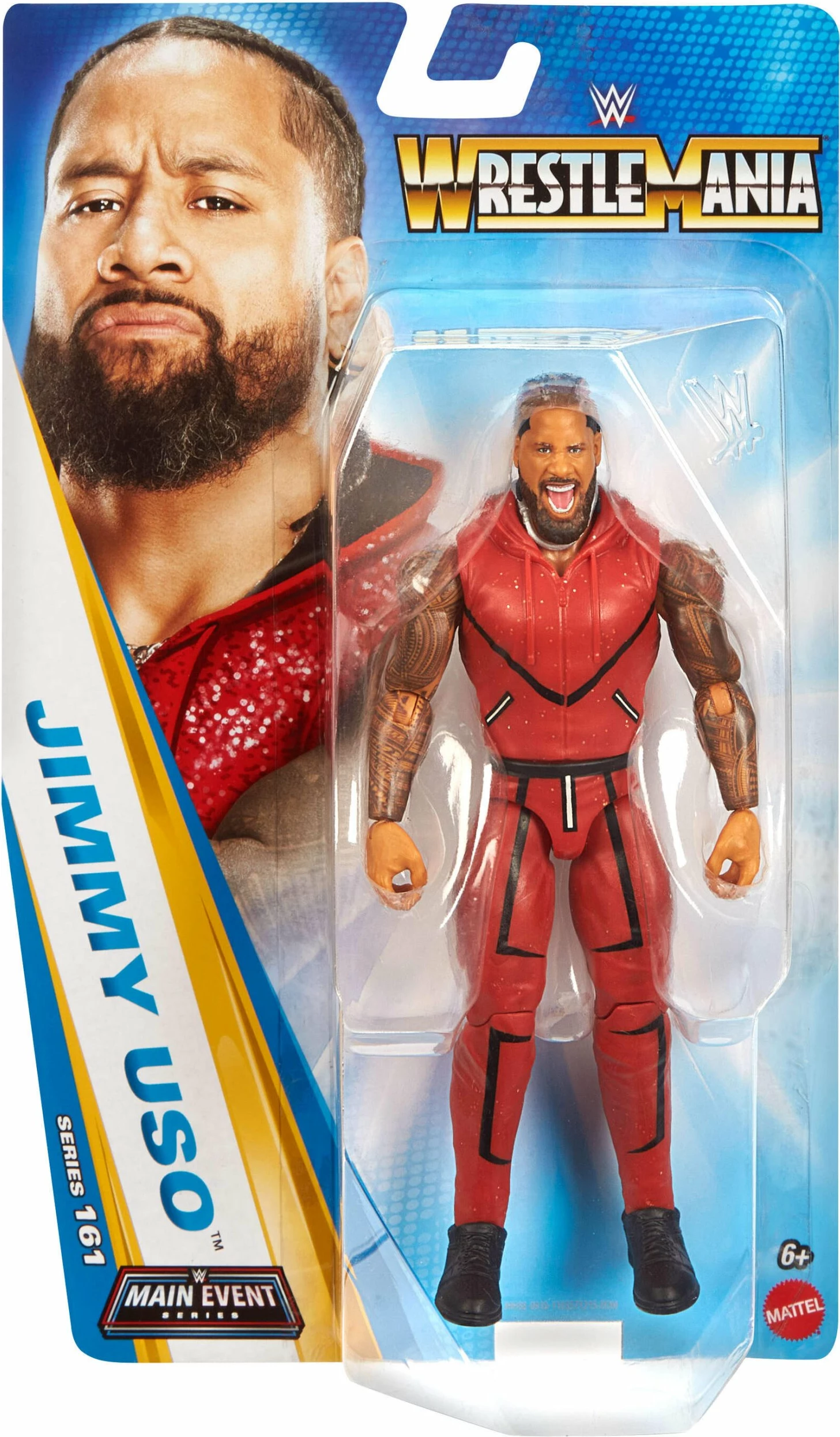 Figurinë aksioni Mattel WWE Main Event Series Jimmy Uso JHH88 15 cm, e kuqe
