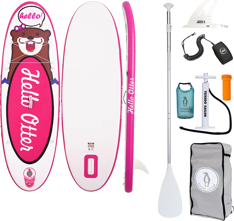 Dërrasë SUP fryrëse për fëmijë FunWater Tuxedo Sailor SUPTS08A 2.4 m, set me lopatë + pompë + çantë 10 L + backpack + leash + fin, rozë