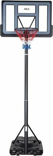 Kosh basketbolli Nils Extreme ZDKA21 i rregullueshëm 2.3-3.05 m, tabelë 110x75 cm, diametër unaze 45 cm, e zezë