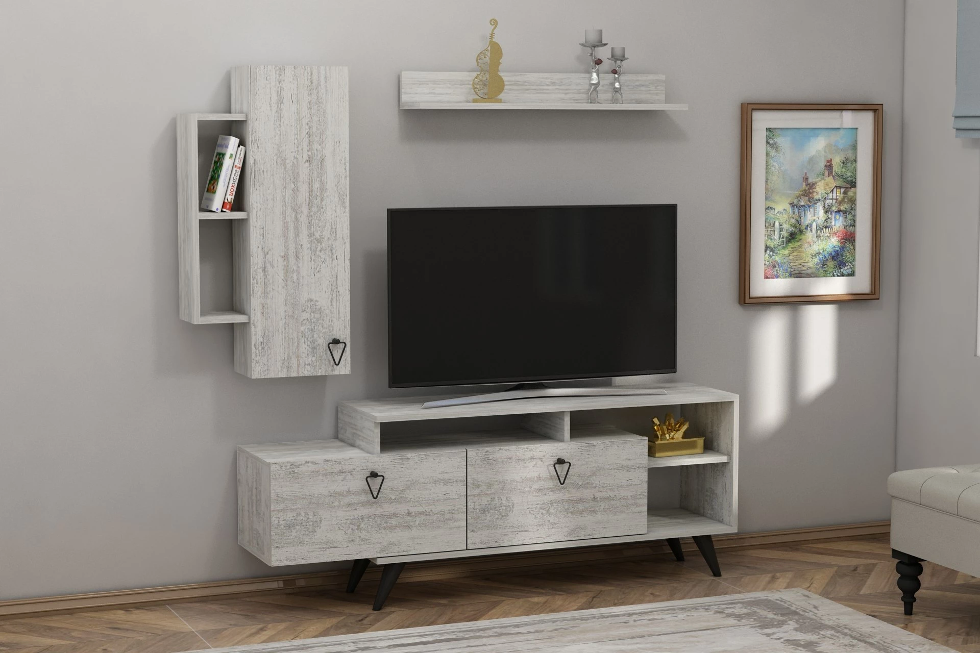 Komodë TV Hanah Home, Clara, ngjyrë gri