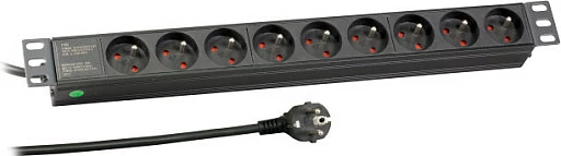 Shirit prizash rack EFB Elektronik 19" 1U, 9x UTE/Schuko, pa switch, i zi