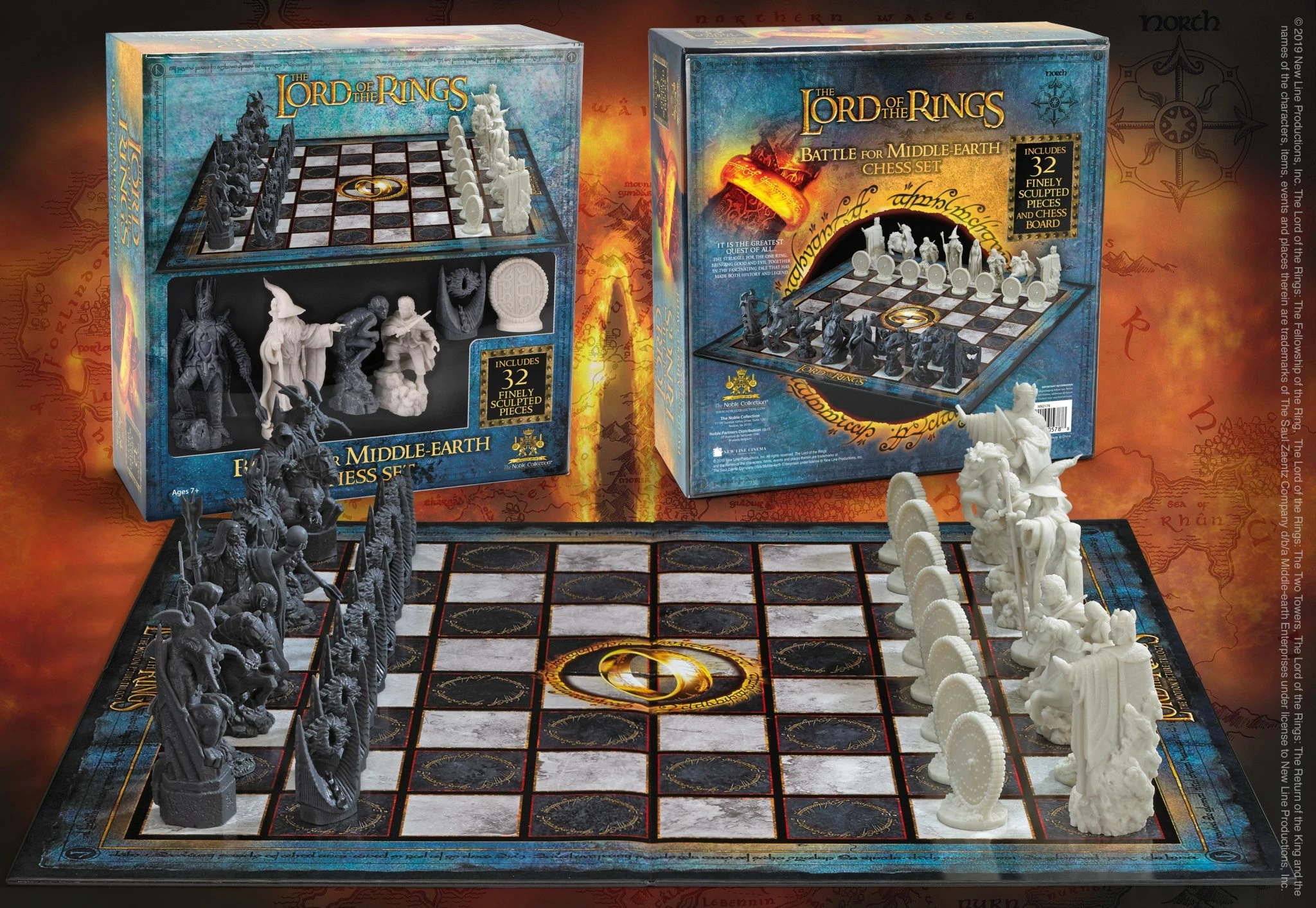 Set shahu NOBLE COLLECTION The Lord of the Rings Battle for Middle-Earth, 32 figura, tabelë 47 x 47 cm