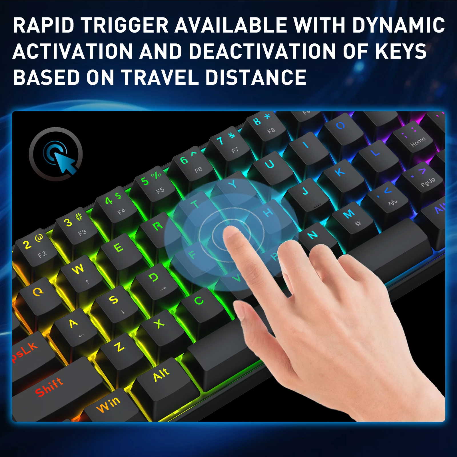 Tastierë me kabllo gaming Redragon Fizz K617RGB-M, 60% 61 taste, Hall Effect magnetike, 8000Hz, RGB, e zezë
