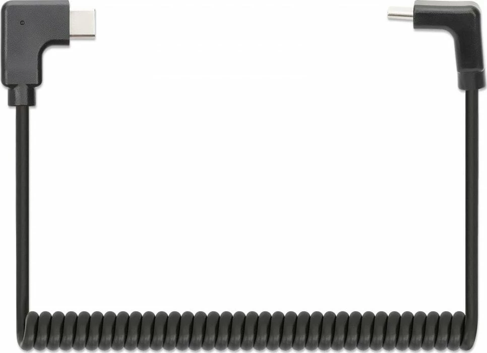 Kabllo USB-C Manhattan 356213, spiral, 60W/3A, 35-100 cm, pa data, e zezë