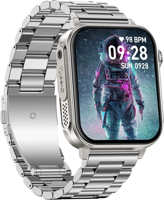 Smartwatch Colmi P80 1.83" ekran HD, thirrje Bluetooth, IP67, pa GPS, çelik, argjend