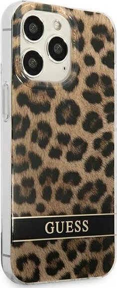 Mbështjellës Guess GUHCP13LHSLEOW për iPhone 13/13 Pro 6.1", hardcase, Leopard, kafe