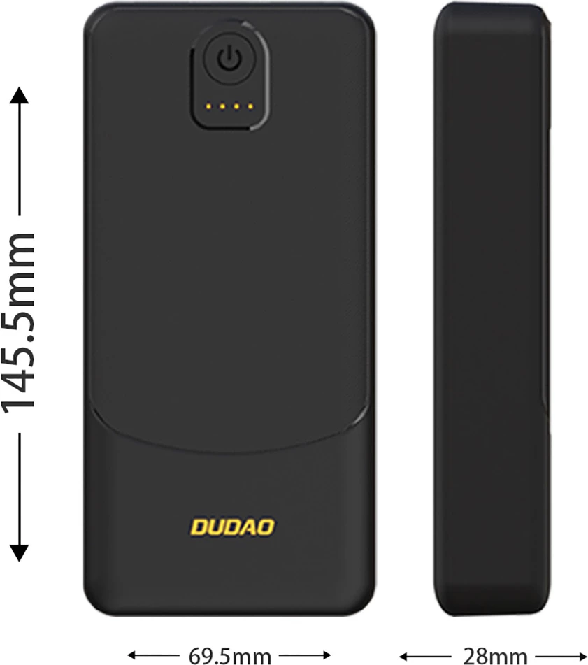 Power bank Dudao K10Pro 20000mAh 2x USB-A 2.4A (10W), e zezë, në kuti
