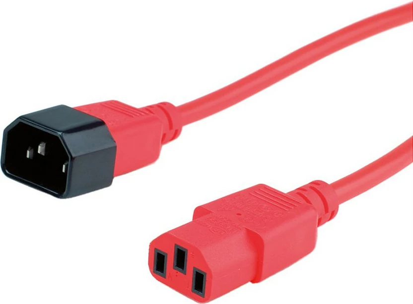 Kabllo rryme ROLINE 19.08.1531, IEC 320 mashkull-në-femër, 3 m, 250 V/10 A, e kuqe