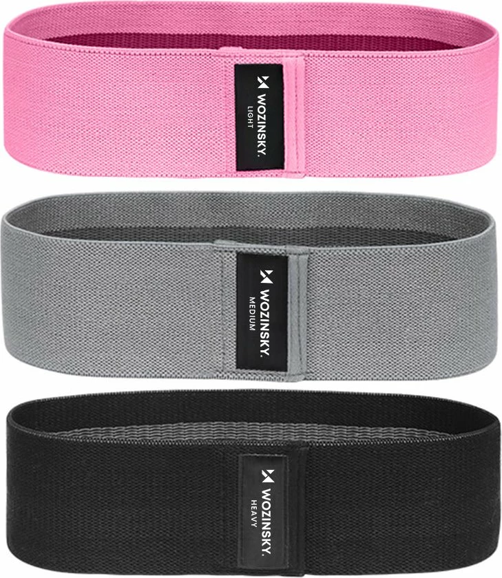 Set shirita rezistence Wozinsky WFB-01 për ushtrime, 3 copë, Rozë/Gri/E zezë