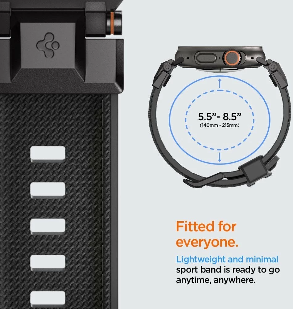 Kornizë mbrojtëse me rrip për Smartwatch Spigen DuraPro Armor, për Apple Watch 6/7/8/9/10/SE/Ultra 1/2 44/45/46/49 mm, e zezë