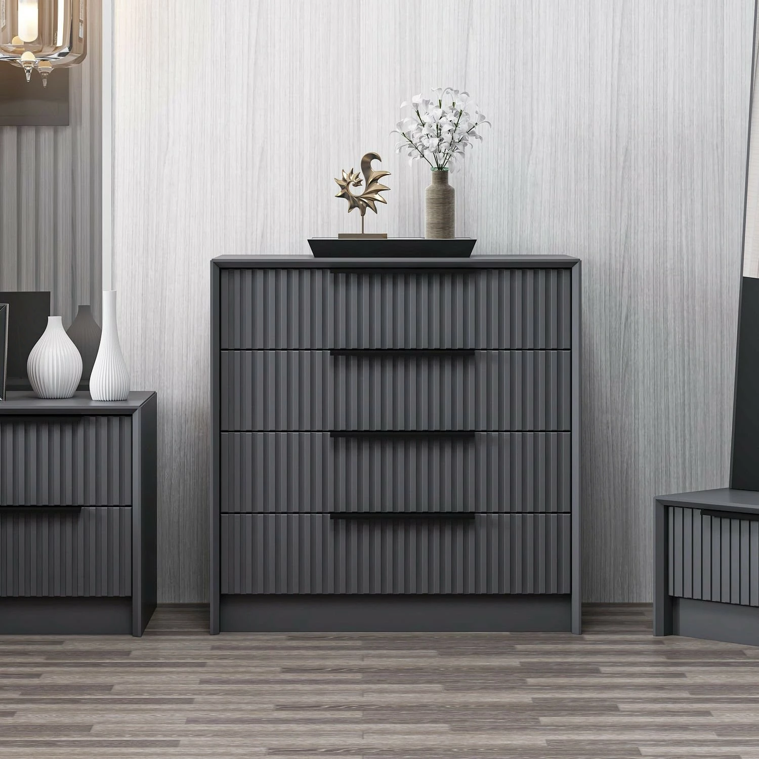 Komodë Hanah Home, Kale Luxe, anthracite, 72x77x45cm