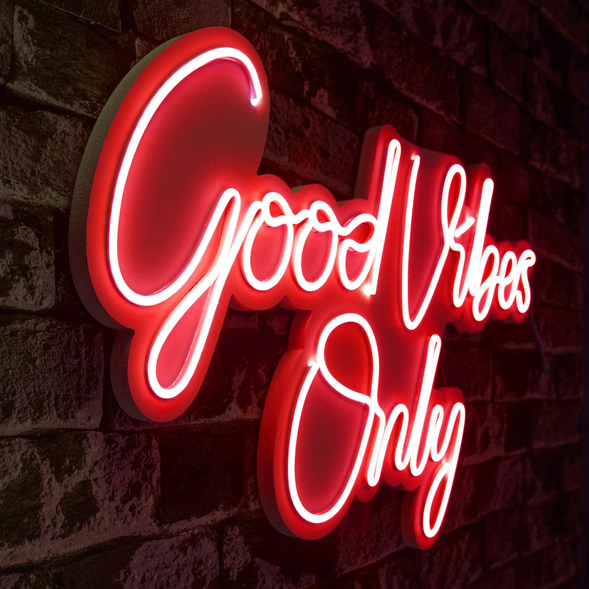 Dritë dekorative LED plastike, Good Vibes Only, e kuqe