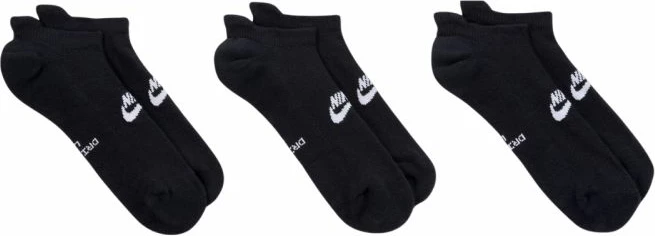 Çorape të shkurtra Nike Everyday Elevated 3 palë, të zeza [Madhësia: 34 - 38]