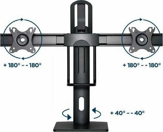Mbajtës desktopi për 2 monitorë Gembird MS-D2-01 17"-27" VESA 75x75/100x100 max 6 kg, i zi