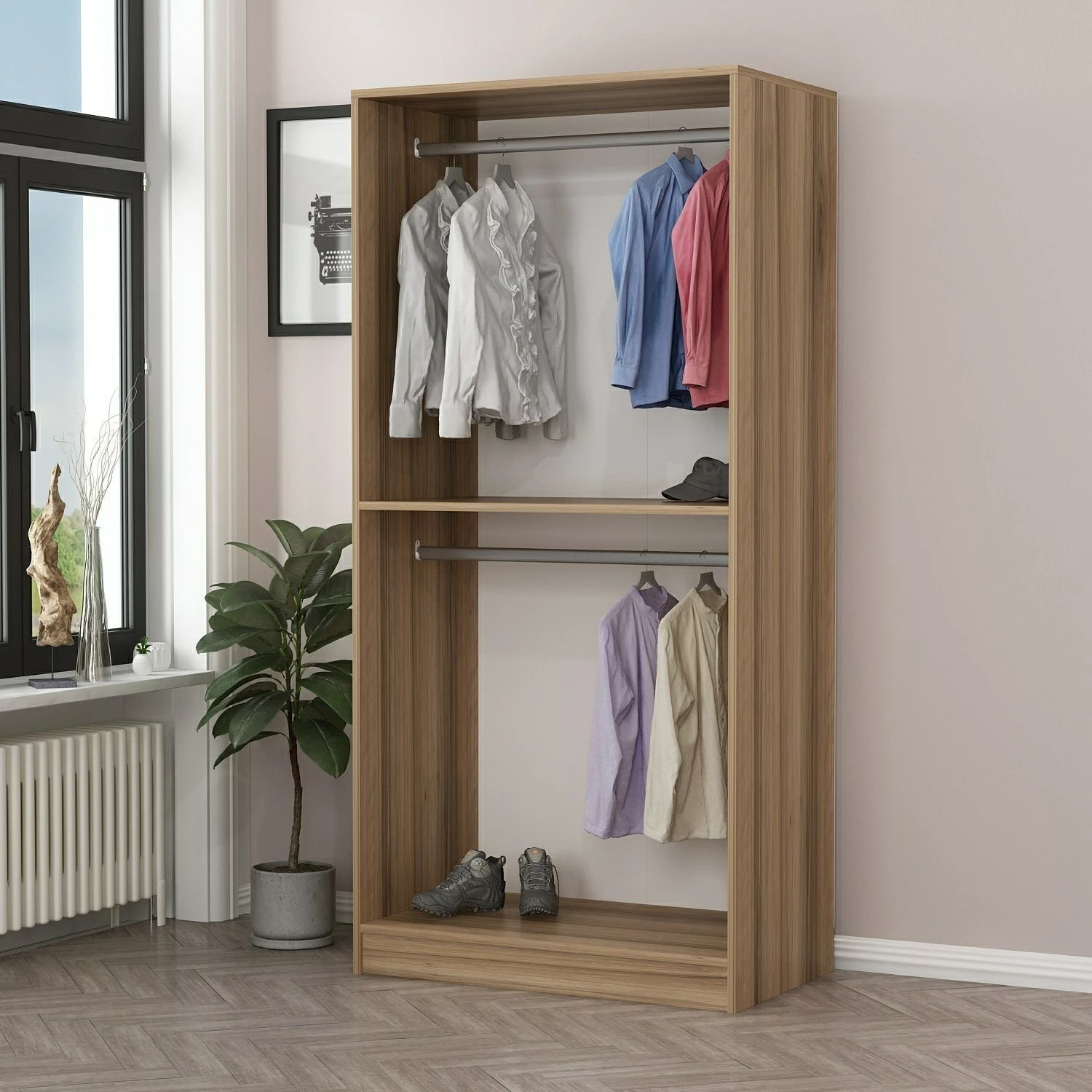 Dollap Skye Decor, ngjyrë antracit dhe lis, 210cm