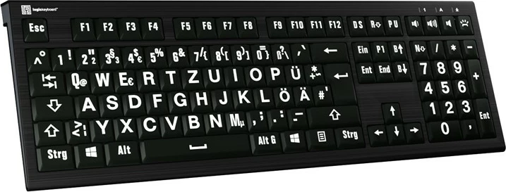 Tastierë LogicKeyboard XL-Print Astra 2, DE, shkronja të mëdha, bardh e zi