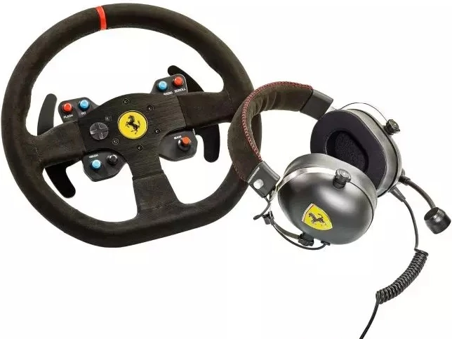 Kit timoni garash Thrustmaster Ferrari 599XX EVO Alcantara 30 cm + Kufje T.Racing