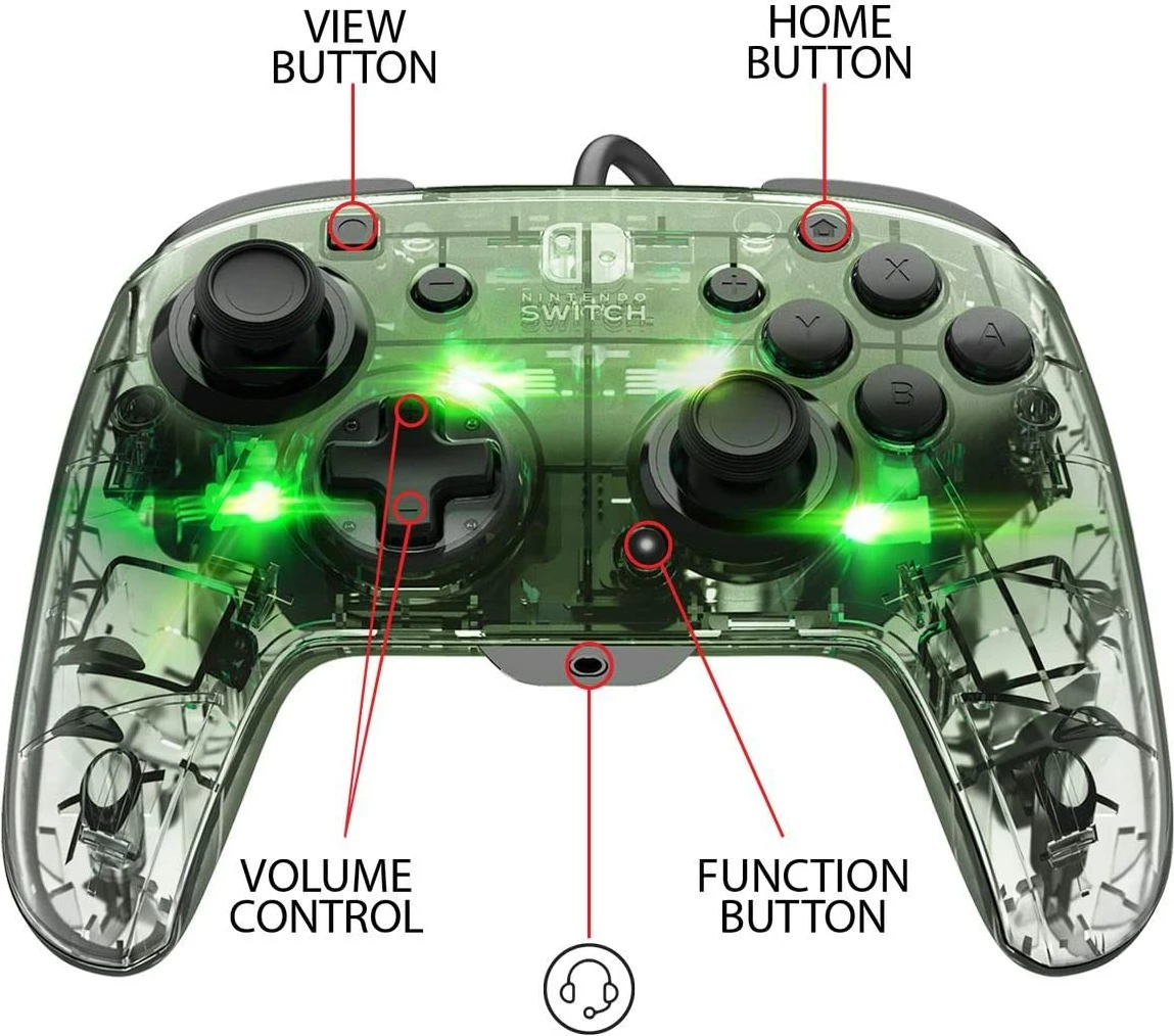 Kontroller i kablluar PDP Afterglow Prismatic Deluxe për Nintendo Switch/Switch 2, RGB, kabllo 3 m, transparent