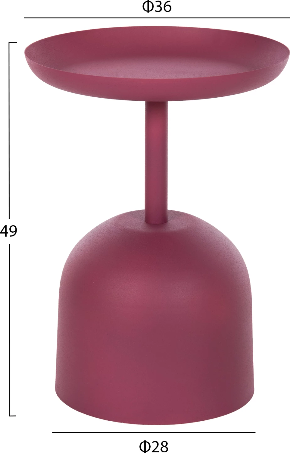 Tavolinë anësore e rrumbullakët DELBEL FH4262.06 metalike në ngjyrë rozë Φ36x49Hcm