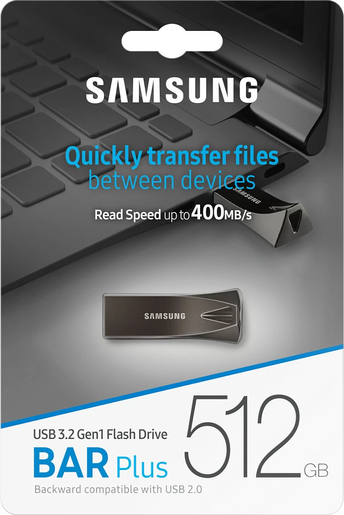 USB stick Samsung BAR Plus MUF-512BE, 512GB, USB 3.2 Gen 1, 400MB/s, Gri