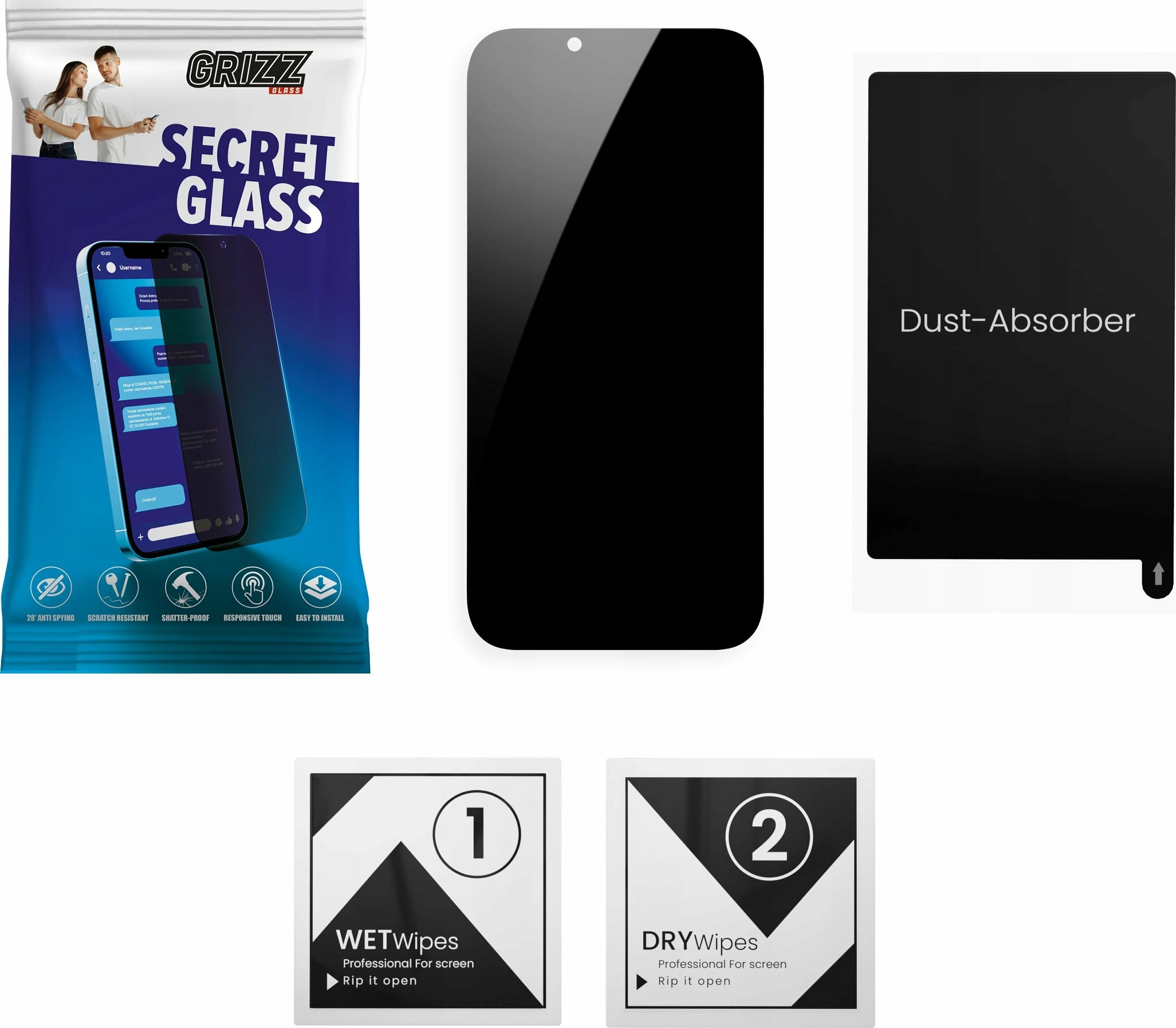 Xham privatësie GrizzGlass SecretGlass për Apple iPad Pro 13\" 2024 (Gjenerata 7), set instalimi