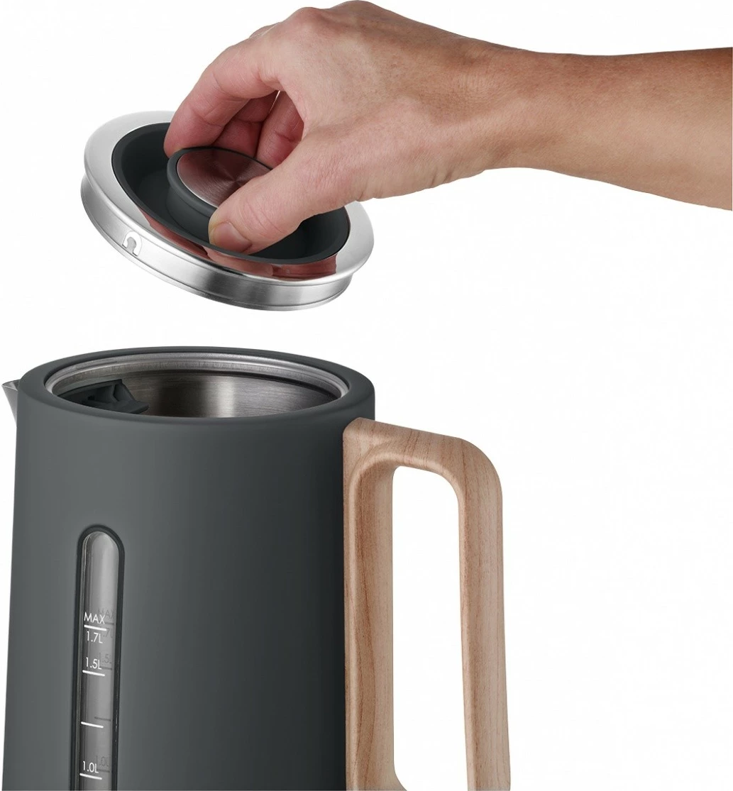 Çajnik elektrik, Concept, RK3370, 1.7L, çelik inoks, 2200W, gri me detaje dru