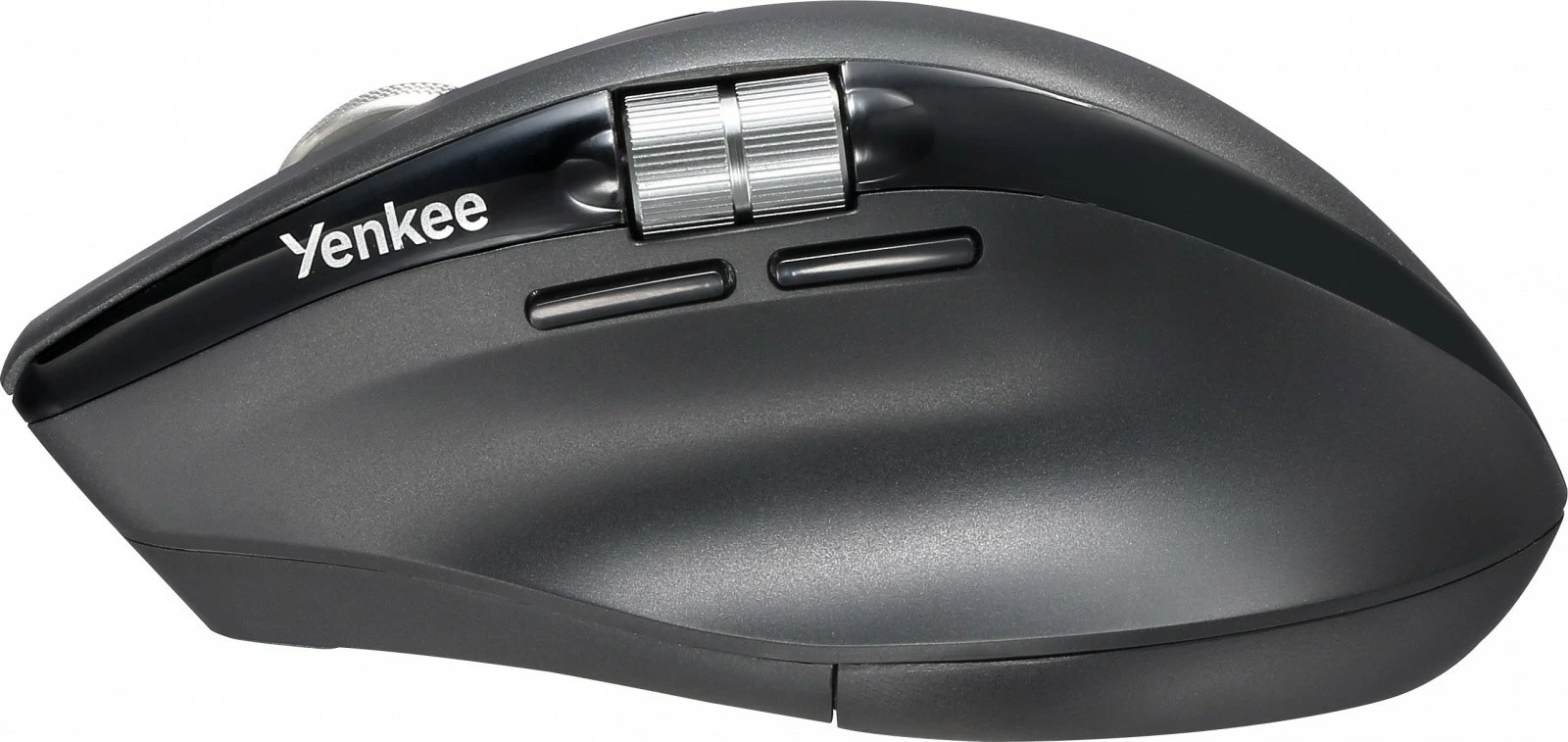 Maus wireless YENKEE SPIN YMS 2095B, 1000–4800 DPI, 7 butona, bateri e rikarikueshme Li-Ion, 2x Bluetooth + 2.4GHz USB, i zi, me kabllo karikimi USB-C