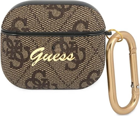 Mbështjellës Guess GUA34GSMW për AirPods 3, 4G Script Metal Collection, Kafe