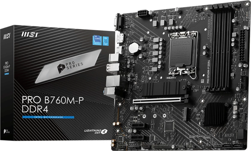 Pllakë amë MSI PRO B760M-P DDR4 7E02-001R LGA1700 mATX e zezë