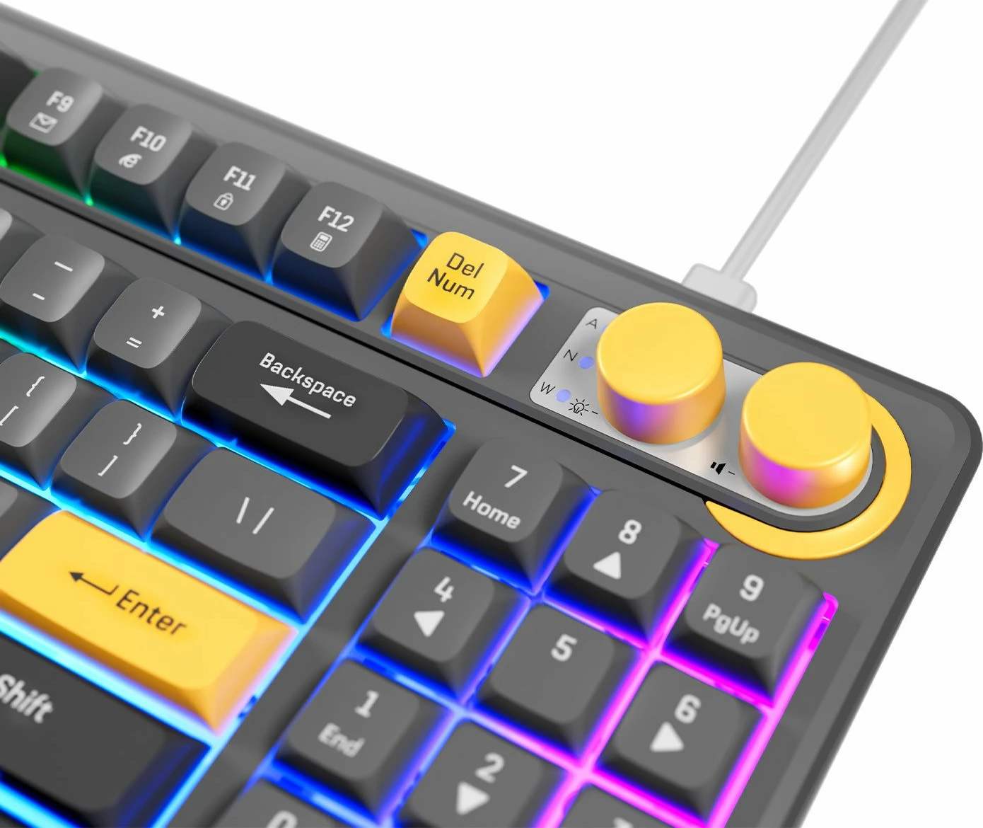 Tastierë gaming Rampage Cyclone 90%, RGB, anti-ghosting 26 taste, USB-C me kabllo të shkëputshme, membranë, e zezë