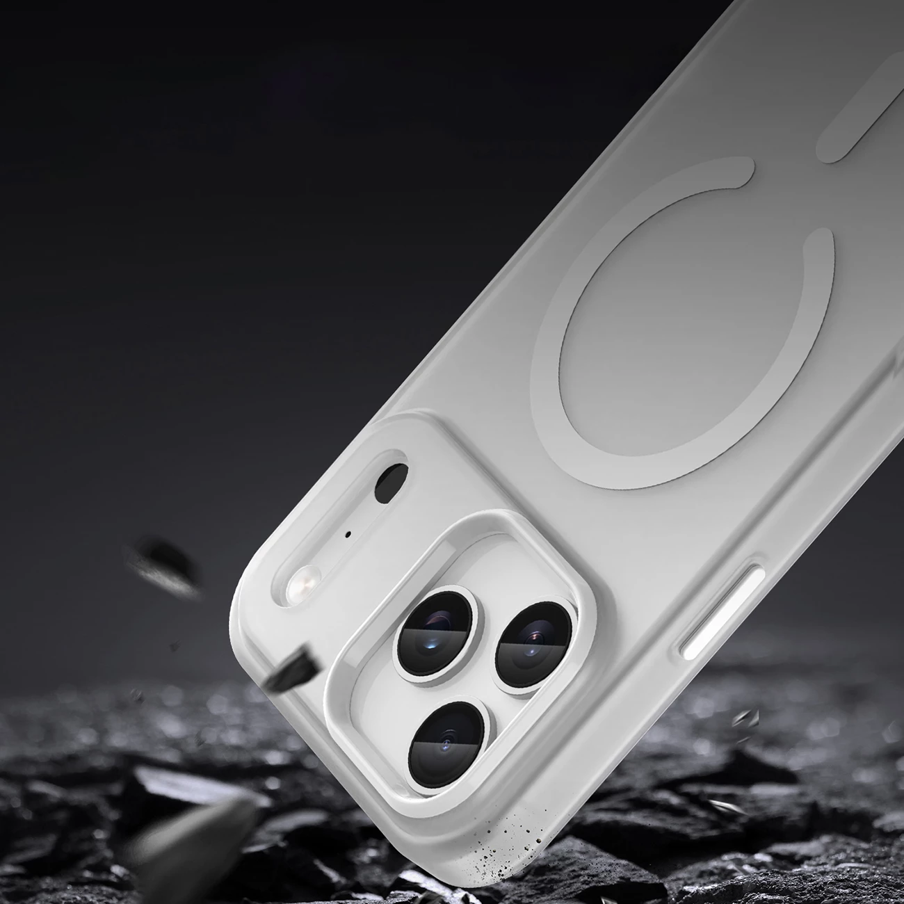 Mbështjellës Hurtel Magnetic Abrasive për iPhone 17 Pro Max, MagSafe, Bardhë mat