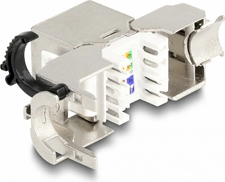 Modul Keystone DeLOCK RJ45 Cat6a STP me LSA/IDC, argjend/bardhë
