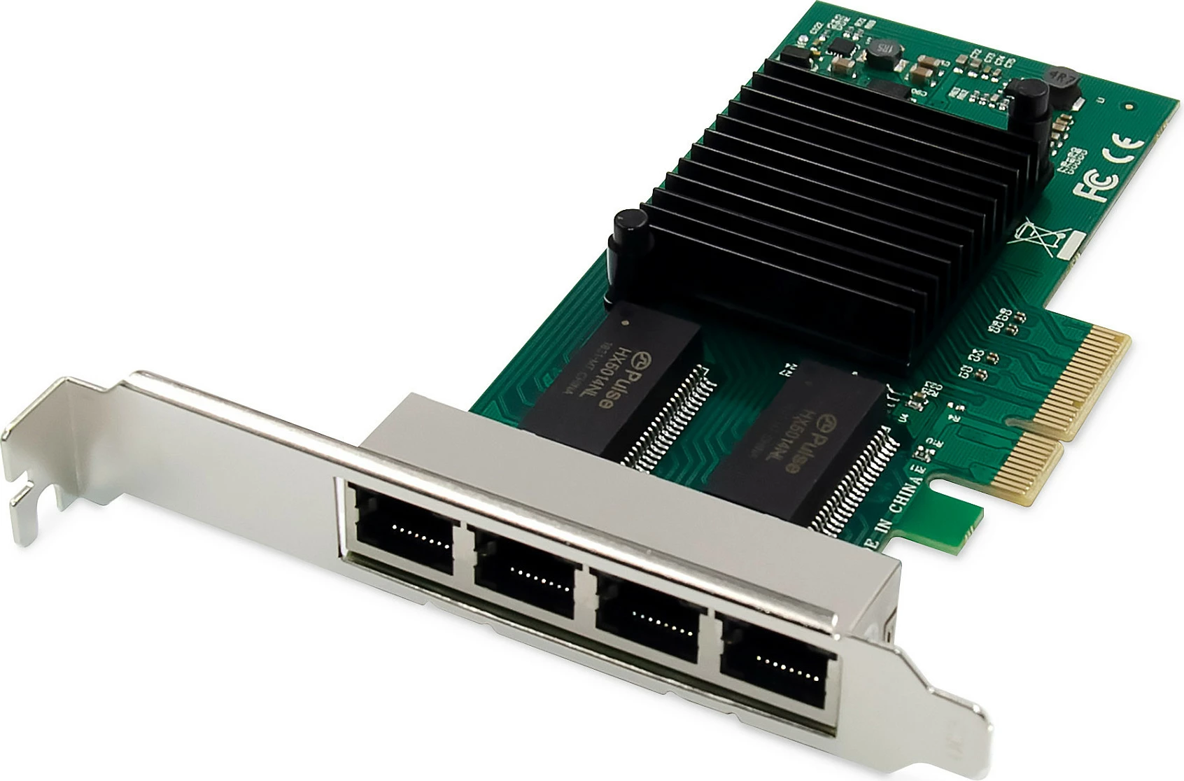 Kartelë rrjeti Digitus PCIe, Intel I350, 4x RJ45 Gigabit, e zezë/jeshile