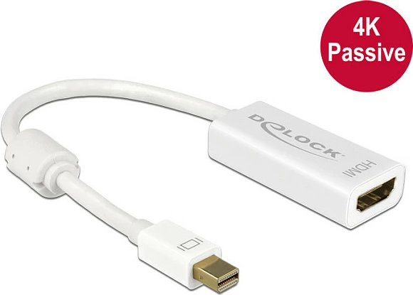 Adapter DeLOCK 62614, mini DisplayPort në HDMI, 0.2 m, 4K, i bardhë