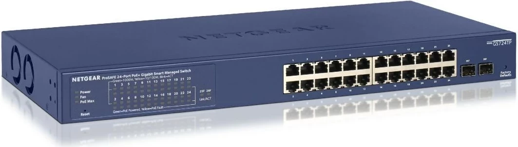 Switch Netgear GS724TP-300EUS, 24 porta, PoE, për RACK 19"